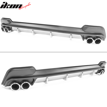 Fits 20-21 Toyota Corolla L LE/XLE Matte Black Rear Diffuser & Silver Tips