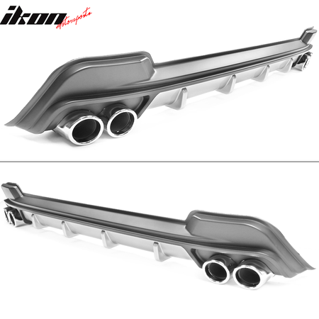 Fits 20-21 Toyota Corolla L LE/XLE Matte Black Rear Diffuser & Silver Tips