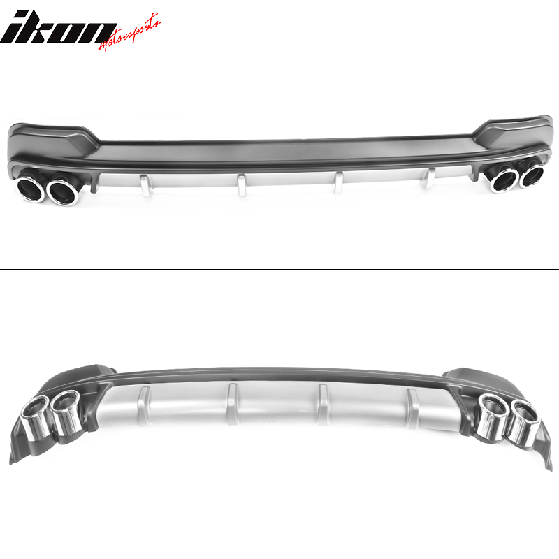 Fits 20-21 Toyota Corolla L LE/XLE Matte Black Rear Diffuser & Silver Tips