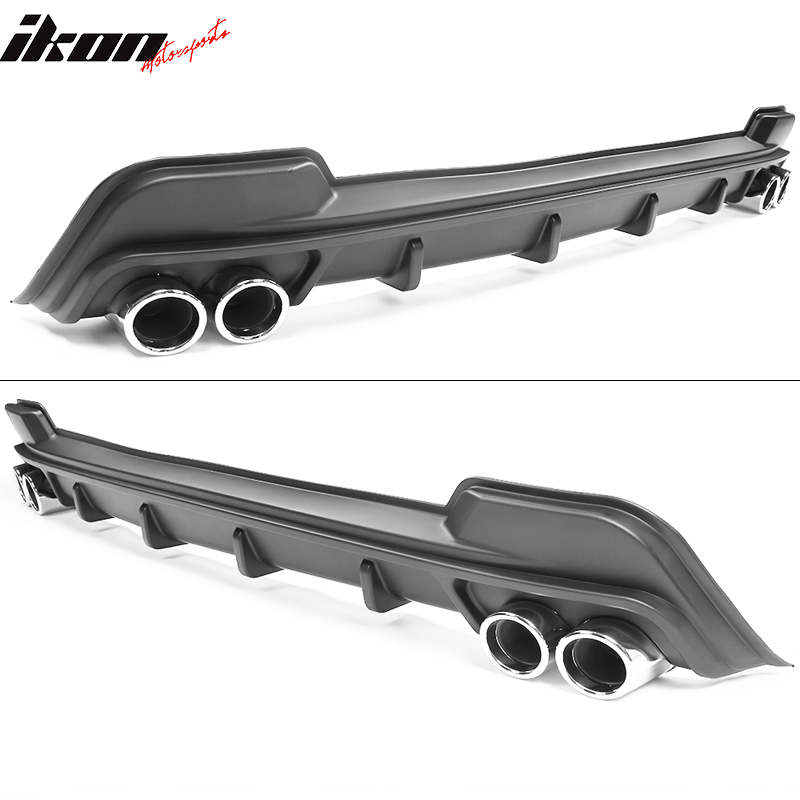 Fits 20-21 Toyota Corolla L LE/XLE Matte Black Rear Diffuser & Silver Tips