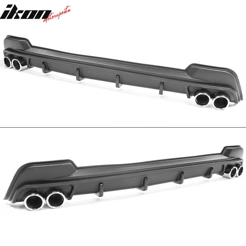 Fits 20-21 Toyota Corolla L LE/XLE Matte Black Rear Diffuser & Silver Tips