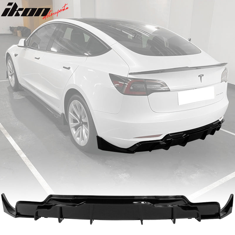 Fits 17-23 Tesla Model 3 IKON Style Rear Diffuser ABS Plastic