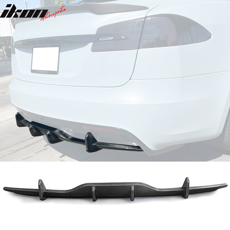 2021-2024 Tesla Model S Gloss Black V Rear Bumper Lip Carbon Fiber