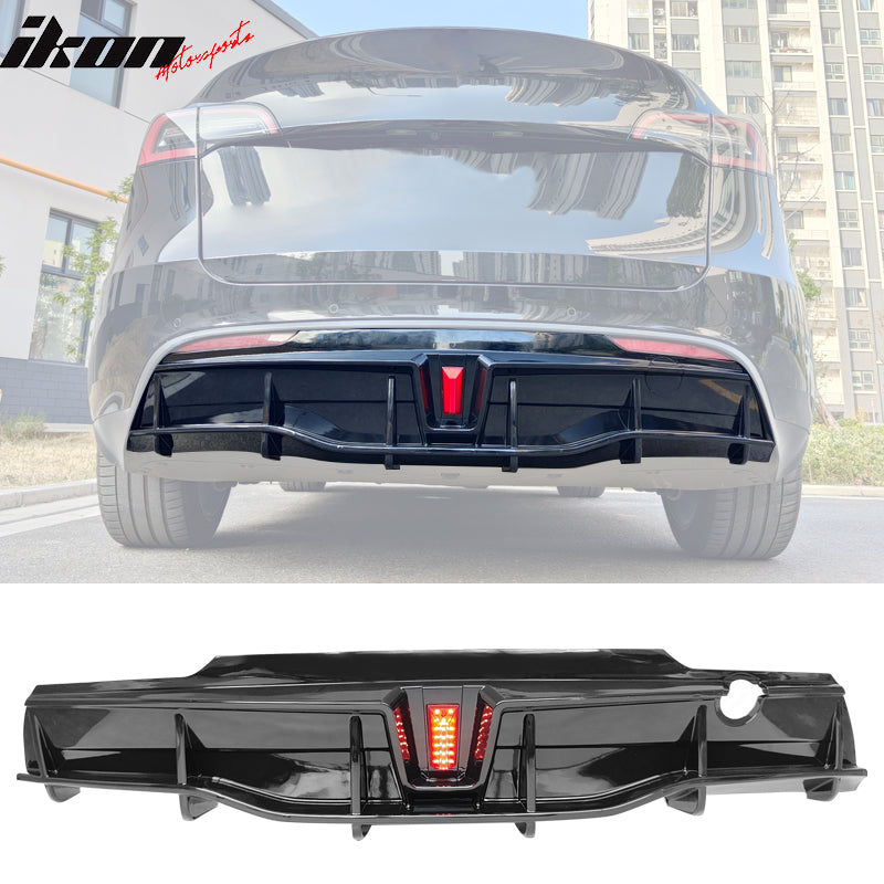 Fits 20-24 Tesla Model Y IKON Rear Bumper Lip Diffuser W/ LED