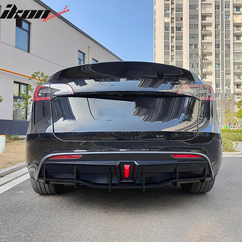 Fits 20-24 Tesla Model Y IKON Rear Bumper Lip Diffuser W/ LED