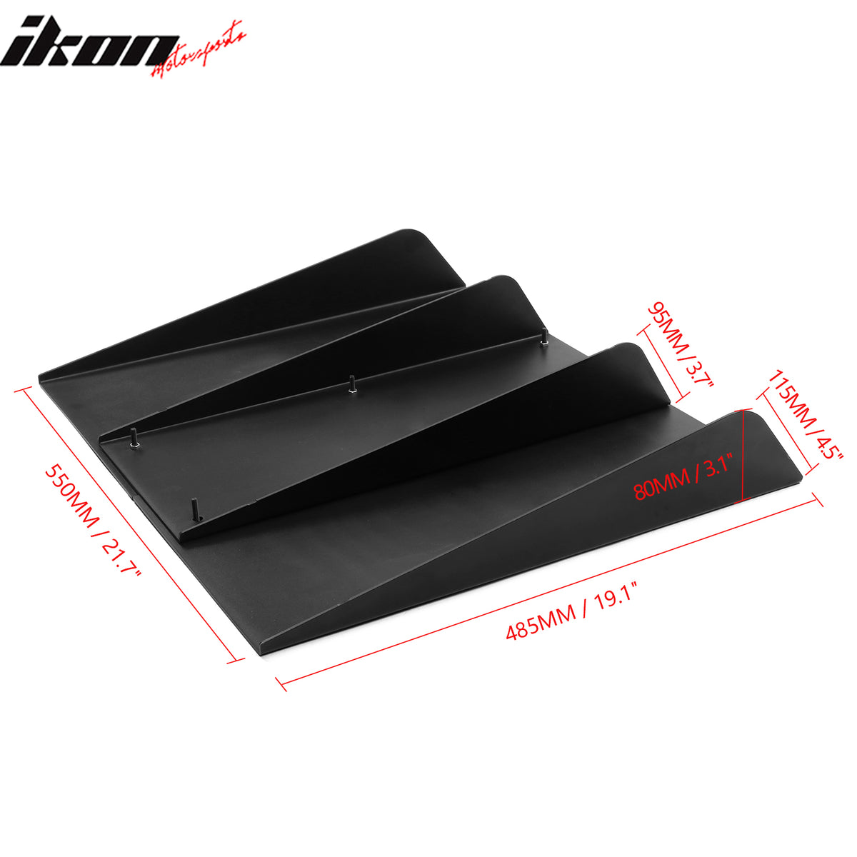 Universal Rear Diffuser 4 Shark Fins Under Bumper Splitter Unpainted Black ABS