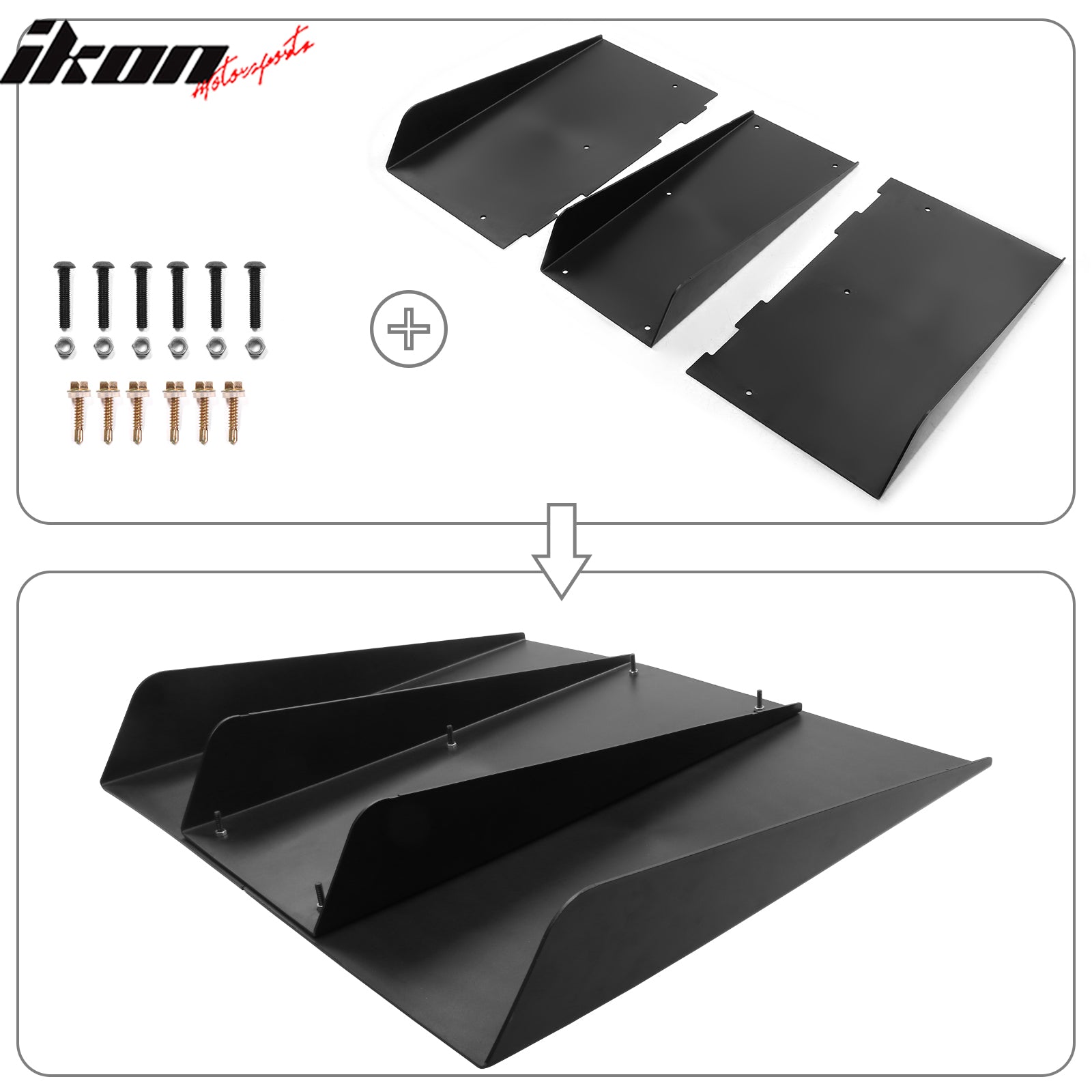 Universal Rear Diffuser 4 Shark Fins Under Bumper Splitter Unpainted Black ABS