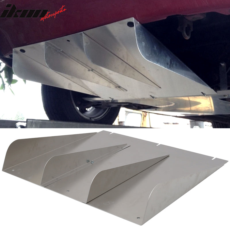 Universal 22"x21" 4 Fins Unpainted Black Rear Bumper Diffuser Aluminum