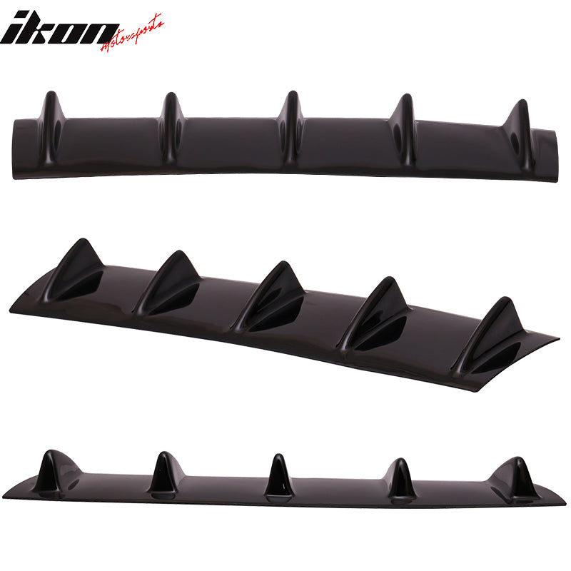 Rear Bumper Lip Diffuser Compatible With 2003-2006 Infiniti G35 2Dr Coupe, V1 Style 23" x 6" Glossy Black ABS Aftermarket Parts Rear Splitter 5 Fin by IKON MOTORSPORTS