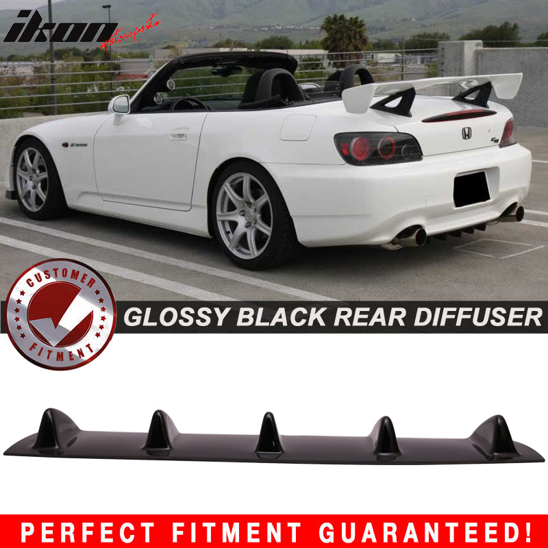 2000-2009 Honda S2000 AP1 5 Fins Gloss Black Rear Bumper Diffuser ABS