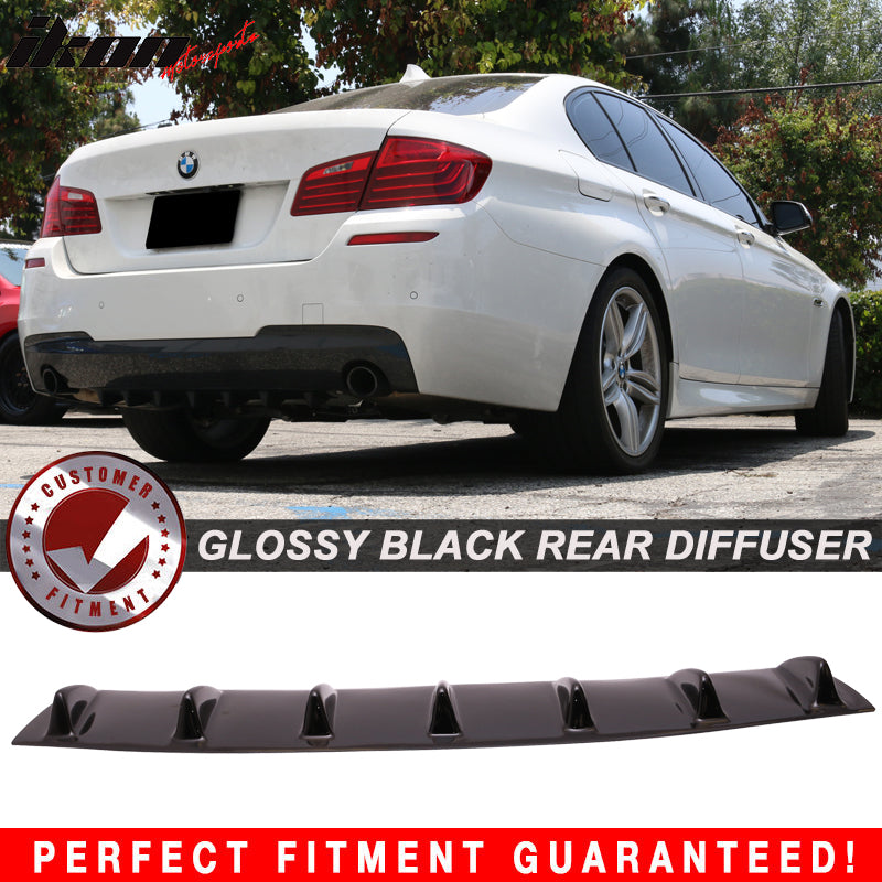 2011-2016 BMW F10 5 Series 7 Fins Gloss Black Rear Bumper Diffuser ABS