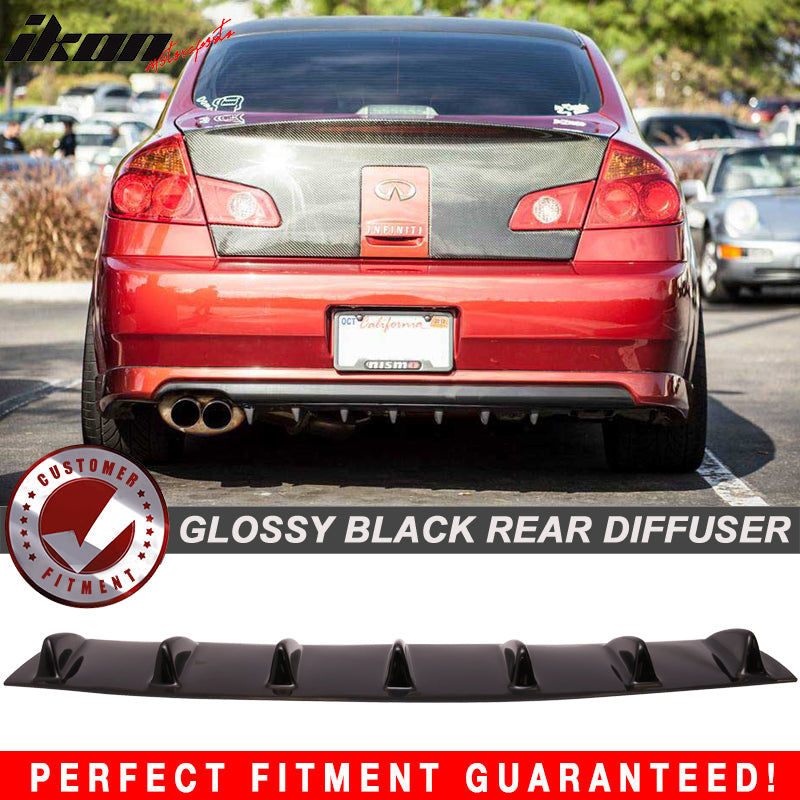 Infiniti G35 M25 M37 Sedan 7Fins Gloss Black Rear Bumper Diffuser ABS