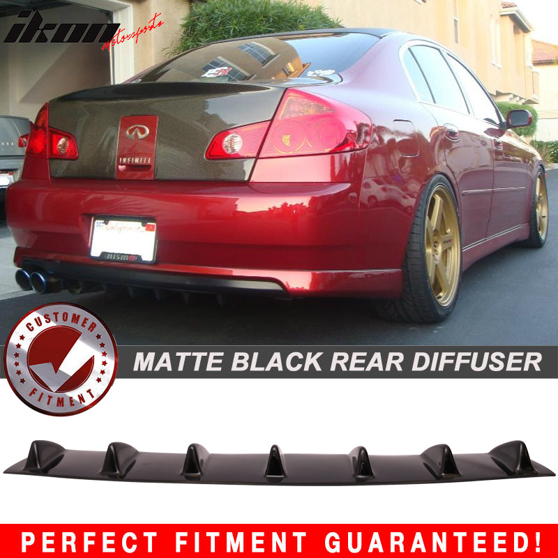 Infiniti G35 M25 M37 Sedan 7 Fin Matte Black Rear Bumper Diffuser ABS