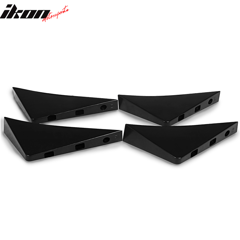 Universal 4PCS Rear Bumper Lip Diffuser Splitter Shark Fins Unpainted Black ABS