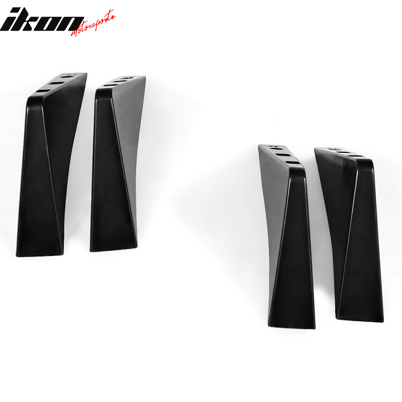 Universal 4PCS Rear Bumper Lip Diffuser Splitter Shark Fins Unpainted Black ABS