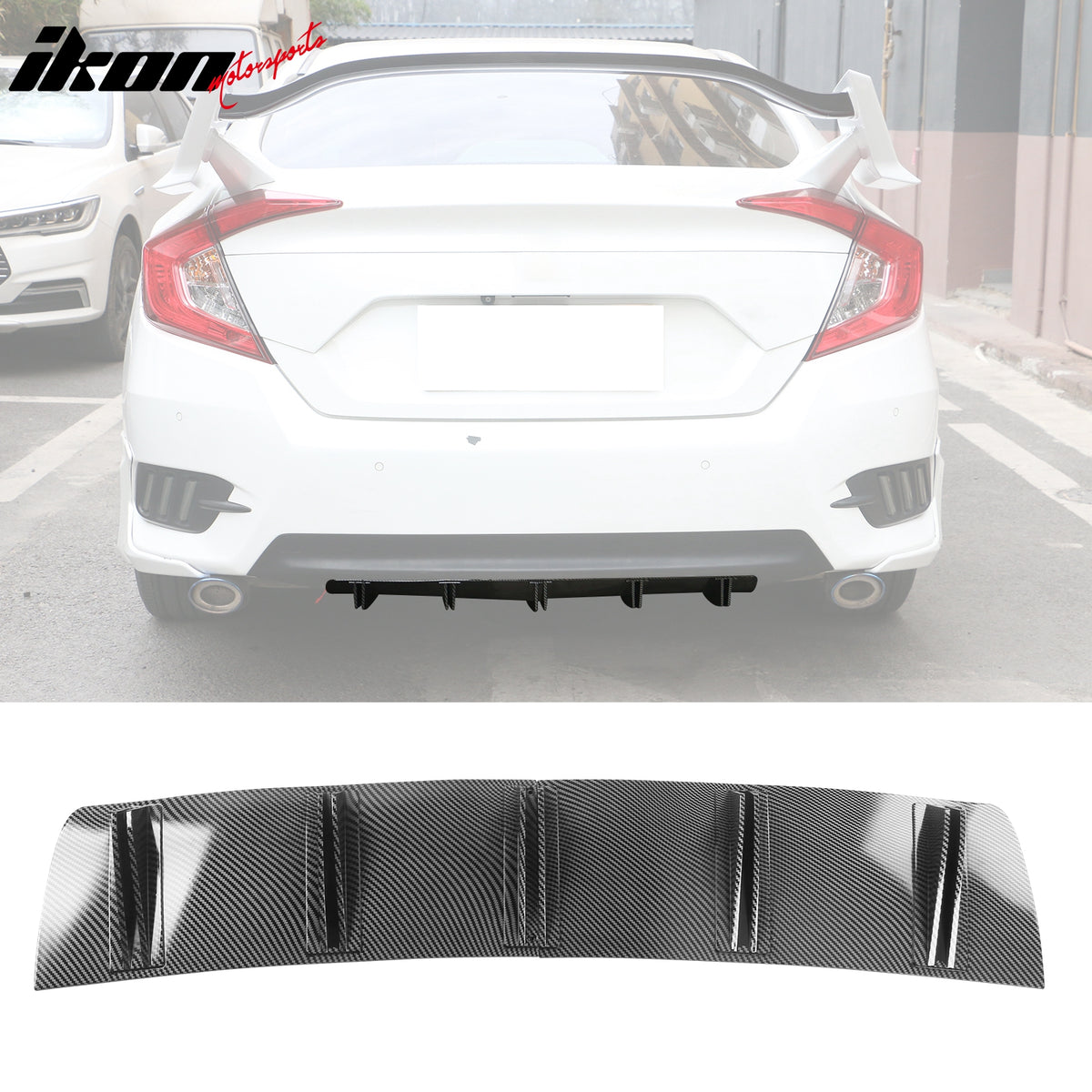 Universal 2PC Rear Diffuser Shark Fin Design 33 5 Fins - PP