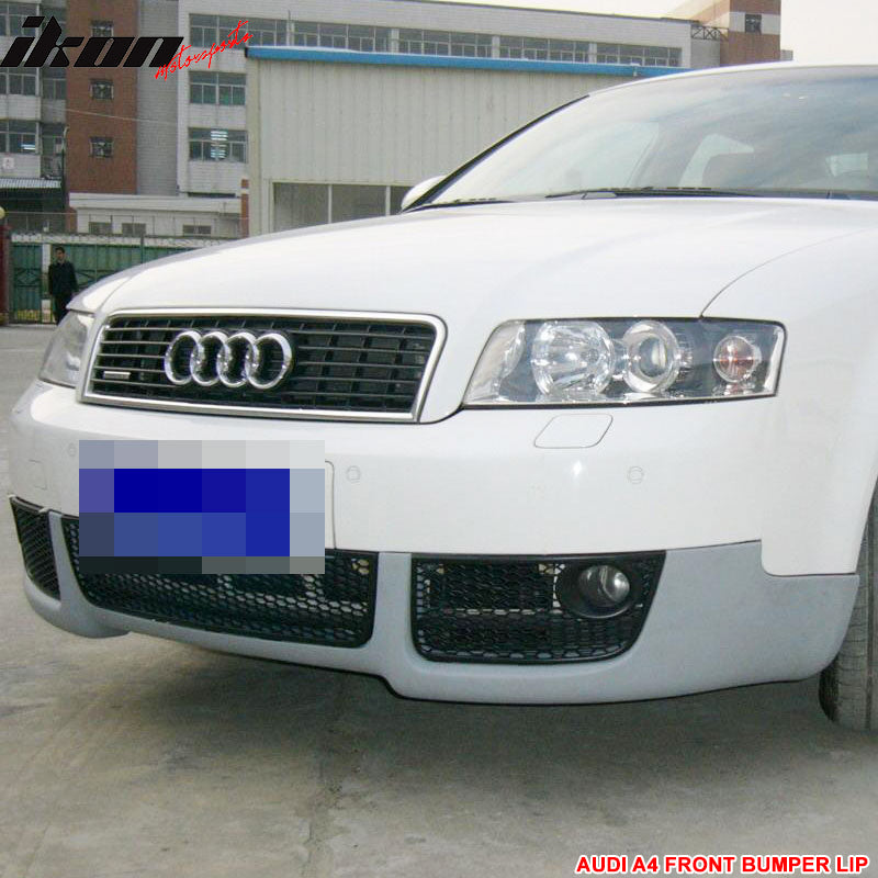 Front Bumper Lip Compatible With 2002-2005 Audi A4 B6, V-style Poly Urethane PU Guard Protection Finisher Under Chin Spoiler by IKON MOTORSPORTS, 2003