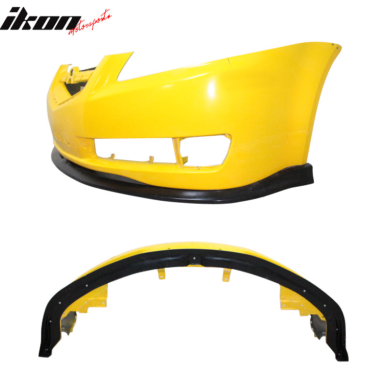 IKON MOTORSPORTS, Front Bumper Lip Compatible With 2007-2008 Acura TL, CS Style Front Lip Spoiler Bodykit Unpainted Black PU Poly Urethane