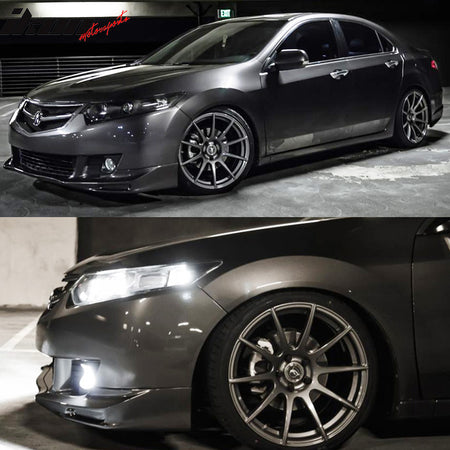 Front Bumper Lip Compatible With 2009-2010 Acura TSX, JDM Style PU Black Front Lip Spoiler Splitter by IKON MOTORSPORTS