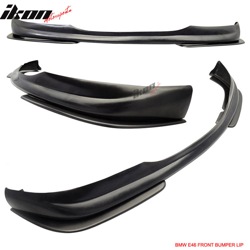 Fits 01-06 BMW E46 M3 A Style Front Bumper Lip Spoiler Kit Unpainted Black PU