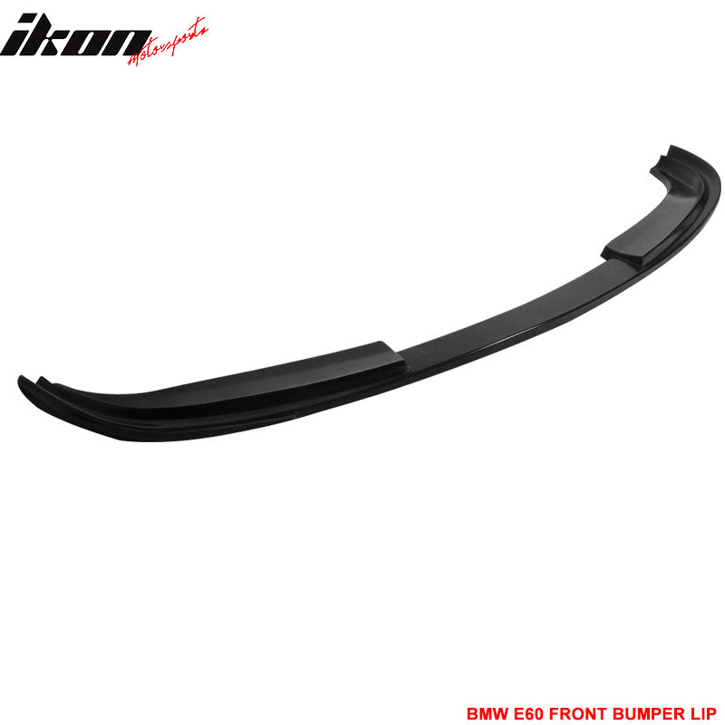 Front Bumper Lip Compatible With 2008-2010 BMW E60 5-SERIES LCI, H Style PU Black Front Lip Spoiler Splitter Air Dam Chin Diffuser Add On by IKON MOTORSPORTS, 2009