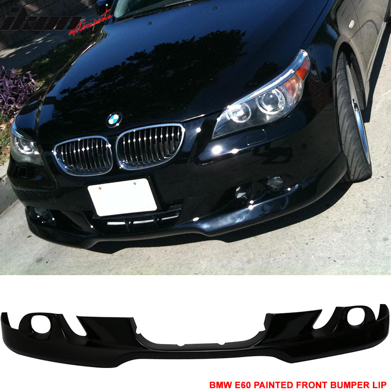 2004-2007 BMW E60 A Style Painted #668 Jet Black Front Bumper Lip PU