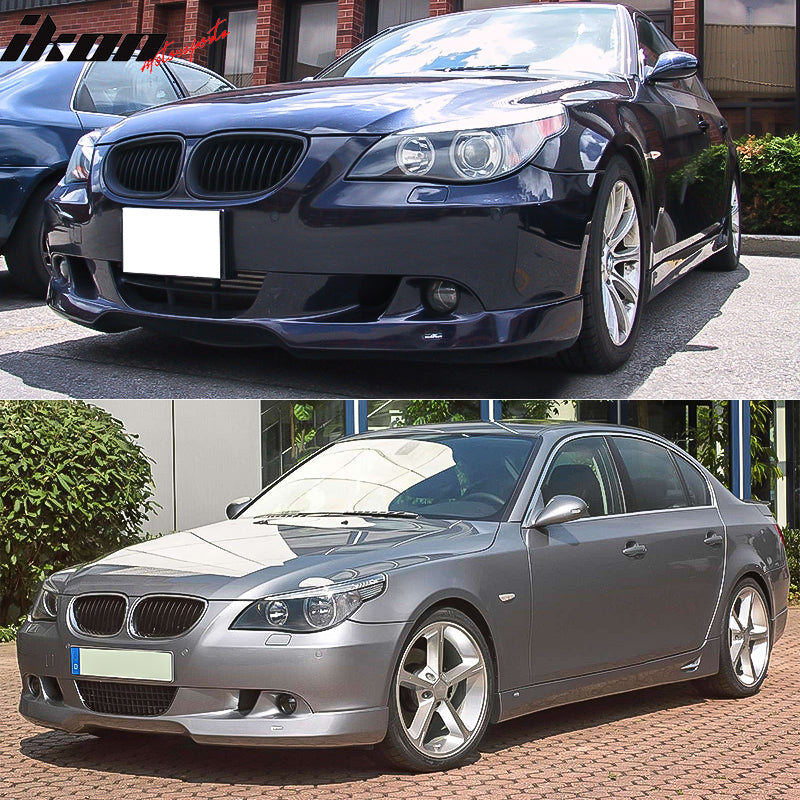 Front Bumper Lip Compatible With 2004-2007 BMW E60 5-SERIES PRE-LCI, AC-S Style PU Blackby IKON MOTORSPORTS