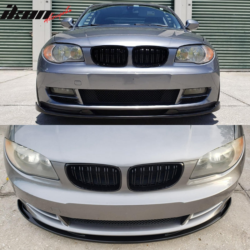 Fits 07-11 BMW E82 1 Series 128i H Style Unpainted Front Bumper Lip Spoiler PU