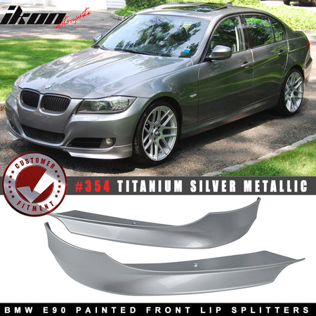 Fits 09-12 BMW E90 3-Series OE Style Front Bumper Lip Splitters OE Painted Color