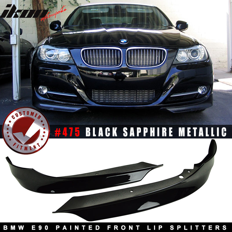 Fits 09-12 BMW E90 3-Series OE Style Front Bumper Lip Splitters OE Painted Color