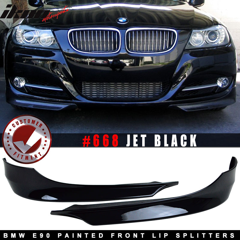 Fits 09-12 BMW E90 3-Series OE Style Front Bumper Lip Splitters OE Painted Color