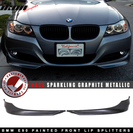 Fits 09-12 BMW E90 3-Series OE Style Front Bumper Lip Splitters OE Painted Color