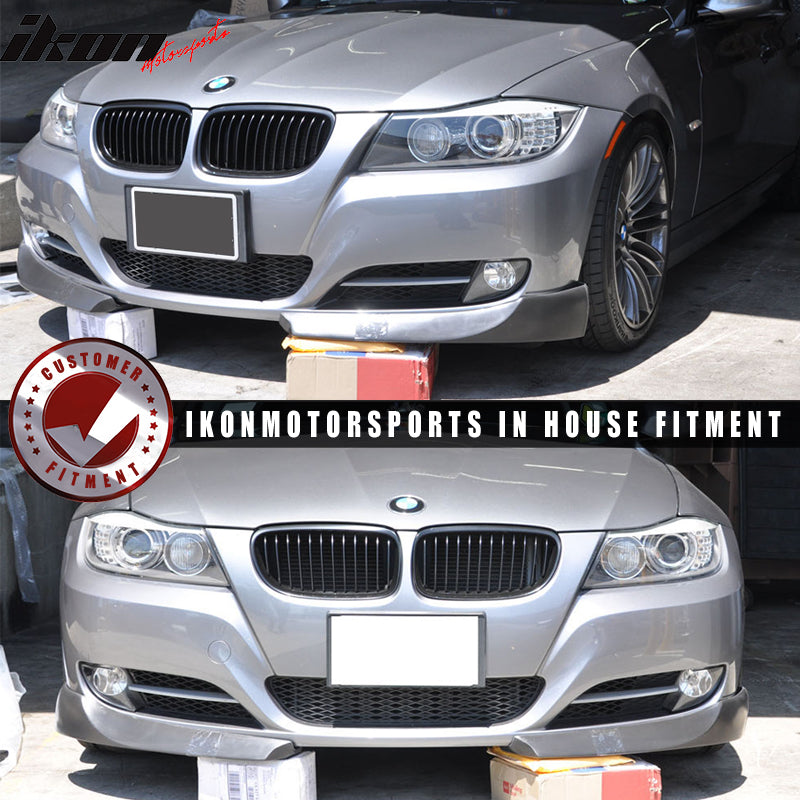 Front Bumper Lip Compatible With 2009-2012 BMW E90 3 Series, Type L PU Unpainted Spoiler Splitter by IKON MOTORSPORTS, 2010 2011