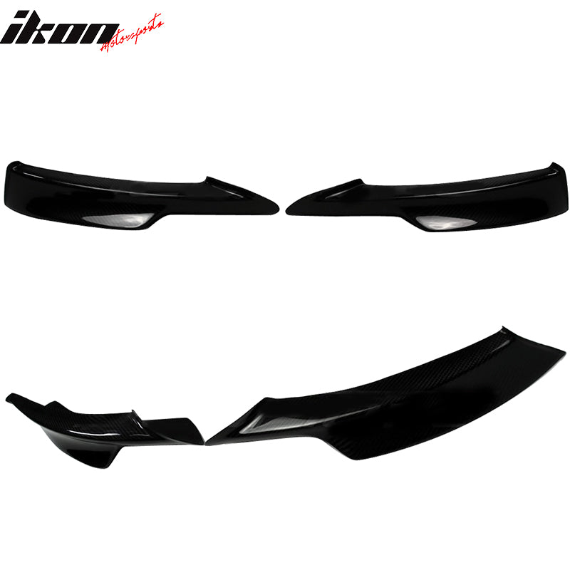 IKON MOTORSPORTS, Front Splitters Compatible With 2009-2011 BMW E90 M-Tech , Matte Carbon Fiber Front Bumper Lip Chin Spoiler Wing 2PC, 2010