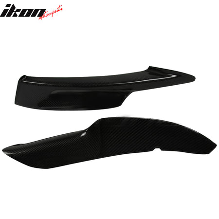 IKON MOTORSPORTS, Front Splitters Compatible With 2009-2011 BMW E90 M-Tech , Matte Carbon Fiber Front Bumper Lip Chin Spoiler Wing 2PC, 2010