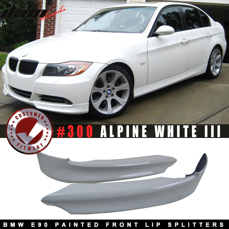 Bumper lip Compatible With 2005-2008 BMW E90 3-Series, Factory Style Front Lip Splitter 2PC Painted Factory Color Spoiler Valance Chin Diffuser Body kit by IKON MOTORSPORTS, ?2006 2007