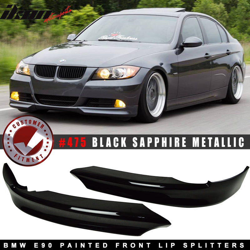 Fits 05-08 BMW E90 3-Series OE Style Front Bumper Lip Splitters OE Painted Color