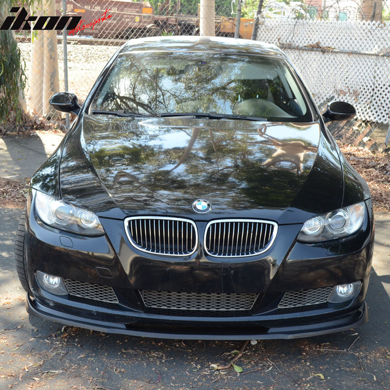 Front Bumper Lip Compatible With 2007-2011 BMW E92 E93 3 Series Coupe Pre LCI s, H Style PU Black Front Lip Spoiler Splitter by IKON MOTORSPORTS, 2008 2009