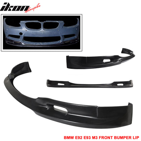 Fits 08-13 BMW E92 E93 M3 3D Style Front Bumper Lip Spoiler Unpainted Black PU