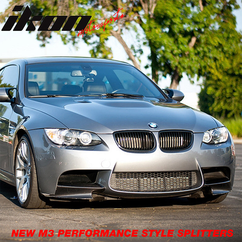 IKON MOTORSPORTS Front Bumper Lip Compatible with 2008-2013 BMW E92 E93 E90 M3 Series Performance Style PU Black Front Lip Spoiler Splitter for 2009 2010 2011 2012