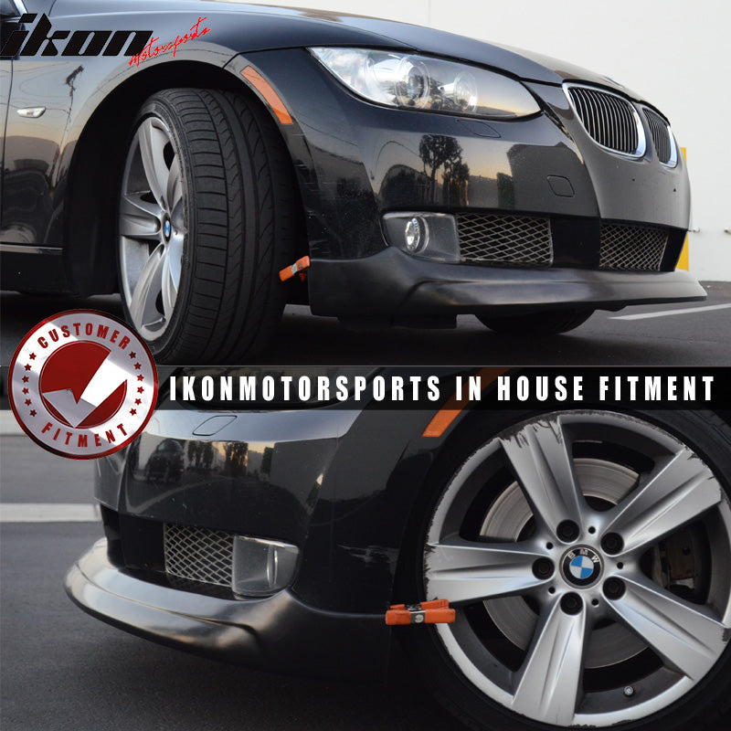 Front Bumper Lip Compatible With 2007-2010 BMW E92 E93 Pre LCI 3 Series, V Style Unpainted PU Spoiler Splitter by IKON MOTORSPORTS, 2008 2009