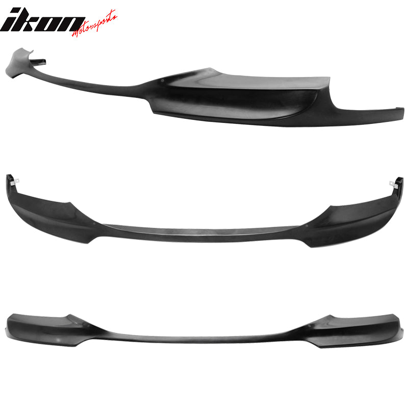 IKON MOTORSPORTS, Front Bumper Lip Compatible With 2011-2016 BMW F10 5 Series Msport M-Tech Sedan, Matte Carbon Fiber V Style Front Lip Spoiler Wing Chin Splitter, 2012 2013 2014 2015