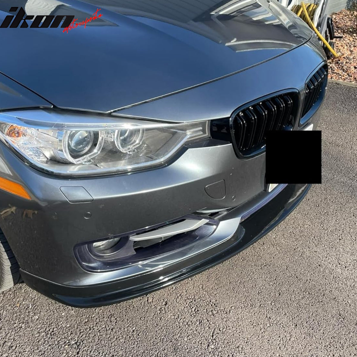 Fits 12-15 BMW F30 3-Series Sedan H Style Front Bumper Lip Unpainted Black PU