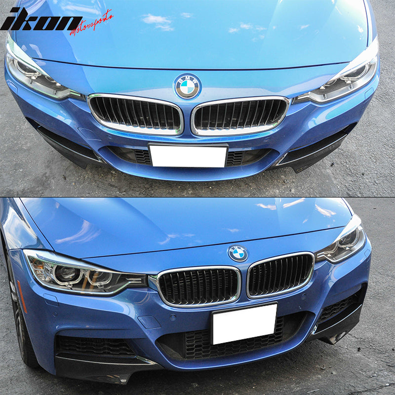 Fits 12-18 BMW F30 Sedan M-Sport Only Front Lip Splitters - Matte Carbon Fiber