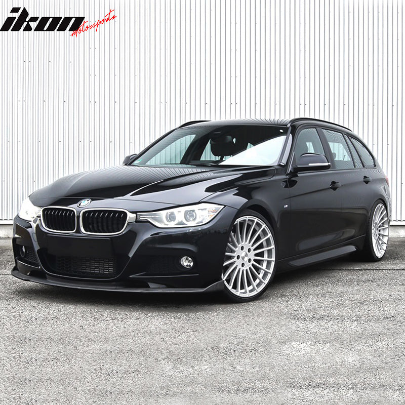 IKON MOTORSPORTS, Front Bumper Lip Compatible With 2012-2018 BMW 3 Series F30 M Sport , Matte Carbon Fiber HM Style Front Lip Spoiler Wing Chin Splitter, 2013 2014 2015 2016 2017