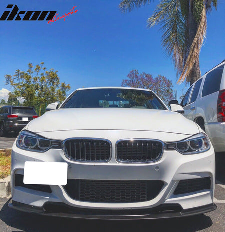 Fits 12-18 BMW F30 3 Series VR Style Front Bumper Lip Unpainted Black Spoiler PU