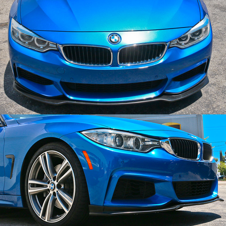 Front Bumper Lip Fits 2014-2020 BMW 4-Series F32 F33 F36 M Sport, E Style Unpainted Raw Material Black PU Finisher Under Chin Spoiler Add On by IKON MOTORSPORTS, 2015 2016 2017 2018 2019