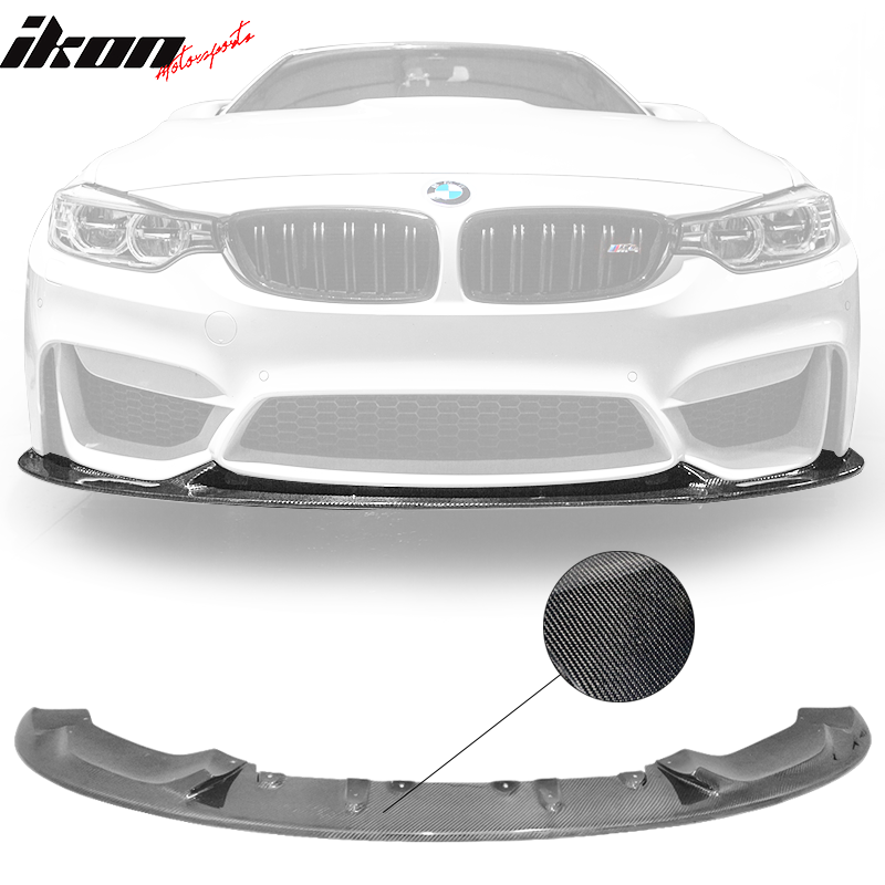 IKON MOTORSPORTS, Front Lip Compatible With 15-20 BMW F80 M3 & F82 F83 M4, Air Dam Chin Body Kit Front Bumper Lip Spiltter, 2016 2017 2018 2019