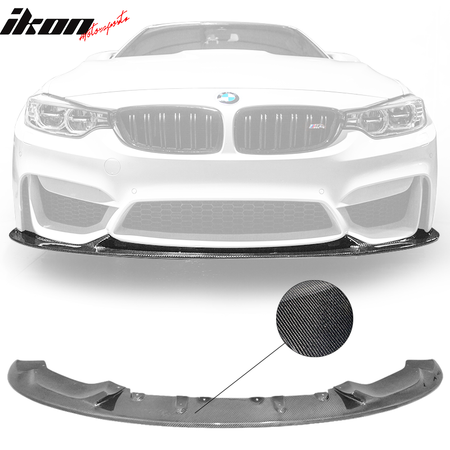 IKON MOTORSPORTS, Front Lip Compatible With 15-20 BMW F80 M3 & F82 F83 M4, Air Dam Chin Body Kit Front Bumper Lip Spiltter, 2016 2017 2018 2019