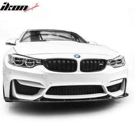 IKON MOTORSPORTS, Front Lip Compatible With 15-20 BMW F80 M3 & F82 F83 M4, Air Dam Chin Body Kit Front Bumper Lip Spiltter, 2016 2017 2018 2019